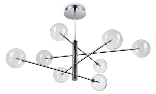 IDEAL LUX Lampă suspendată Equinoxe, crom/transparentă, cu 8 becuri, Crom, Camera de zi / sufragerie, Metal