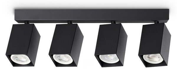 IDEAL LUX Spot de tavan Dynamite Square negru 38 cm cu 4 becuri, Negru, Camera de zi / sufragerie, Metal, Modern