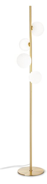 IDEAL LUX Lampadar Perlage, alamă/alb, înălțime 164 cm, 4 becuri, Auriu / Alamă, Camera de zi / sufragerie, Metal