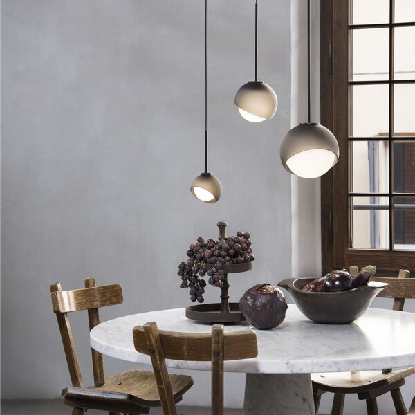 IDEAL LUX Lampă suspendată Bloom, Ø 30 cm, negru, metal/sticlă, reglabil, Negru, Camera de zi / sufragerie, Metal, Modern