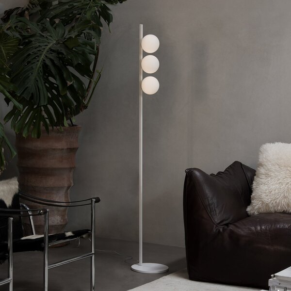 IDEAL LUX Lampadar Binomio, alb, înălțime 160 cm, metal, cu 3 becuri, Alb, Camera de zi / sufragerie, Metal, Modern
