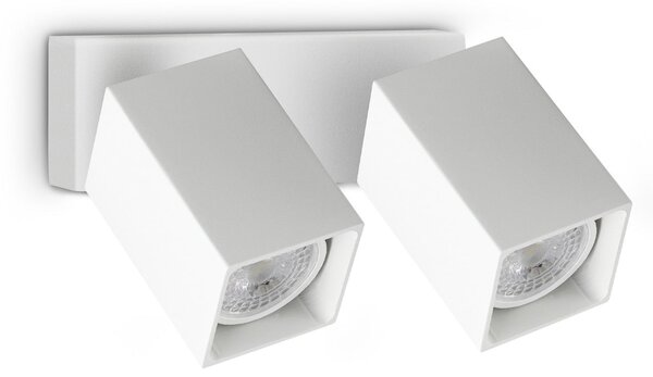 IDEAL LUX Spot de perete Dynamite Square, alb, 16,5 cm, cu 2 becuri, Alb, Camera de zi / sufragerie, Metal, Modern