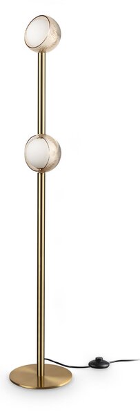 IDEAL LUX Lampadar LED Bloom, înălțime 170 cm, alamă, cu 2 becuri, Auriu / Alamă, Camera de zi / sufragerie, Metal, Modern