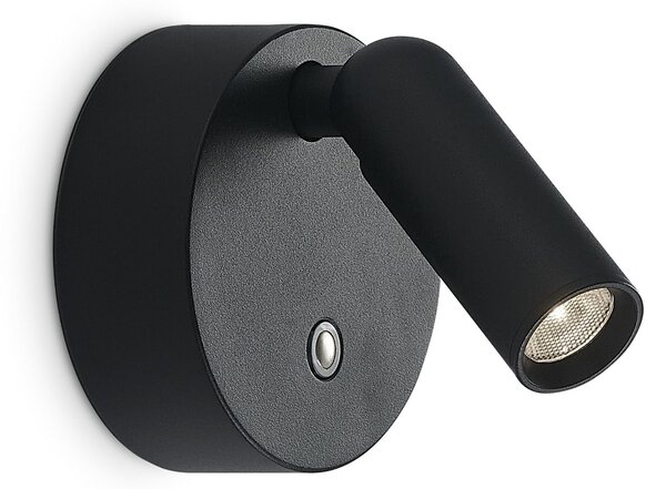 IDEAL LUX Spot de perete cu baterie LED „Bean”, negru, lățime 8 cm, reglabil, Negru, Camera de zi / sufragerie, Metal, Modern