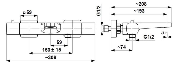 KFA Armatura Malaga baterie cadă-duș perete cu termostat crom 5754-010-00