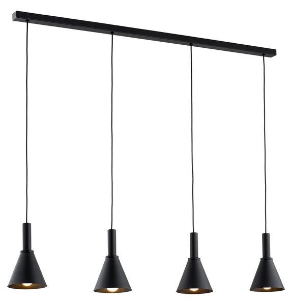 Argon Lampă suspendată Norte, negru, oțel, lungime 114 cm, 4 becuri, reglabil, Negru, Camera de zi / sufragerie, Metal, Modern