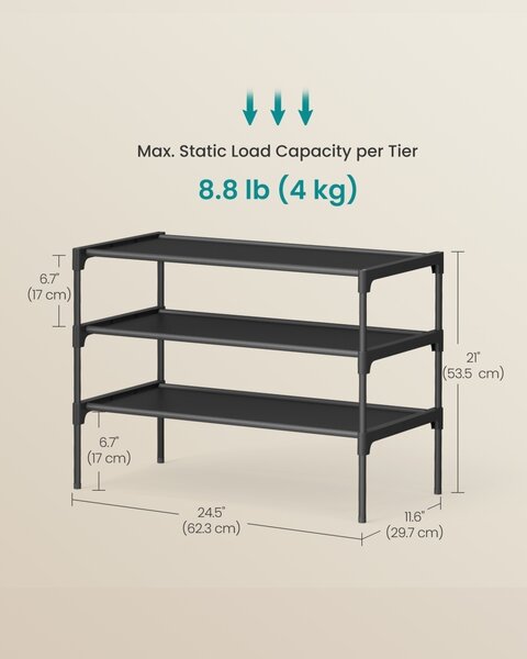 Pantofar modular Songmics Negru 62.3x29.7x21 cm