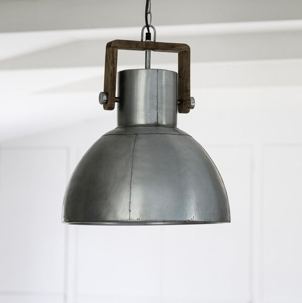 PR Home Ashby Single lampă suspendată Ø29cm argint, reglabil, Lemn, Camera de zi / sufragerie, Lemn, Design industrial
