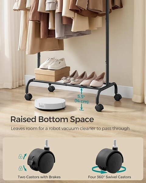 Cuier stander Negru Songmics 126x40x157 cm