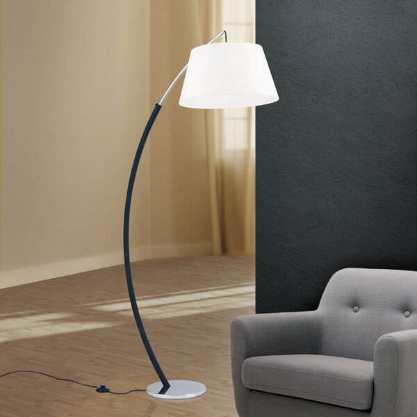 ORION Philipp lampă arc, abajur textil, cromat/negru, Metalic, Camera de zi / sufragerie, Metal, Modern