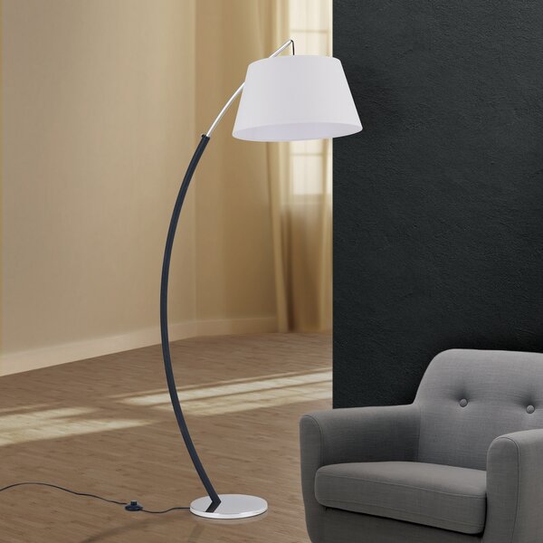 ORION Philipp lampă arc, abajur textil, cromat/negru, Metalic, Camera de zi / sufragerie, Metal, Modern