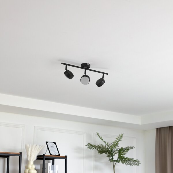 Lindby Plafonieră Jyla, 3 becuri, negru mat, reglabil, Negru, Studiu / Birou, Metal, Modern