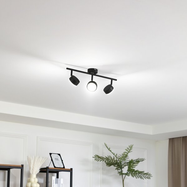 Lindby Plafonieră Jyla, 3 becuri, negru mat, reglabil, Negru, Studiu / Birou, Metal, Modern