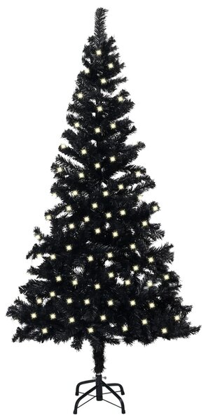 Brad Crăciun artificial pre-iluminat cu suport negru 240 cm PVC