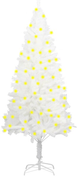 Brad de Crăciun artificial pre-iluminat, alb, 120 cm