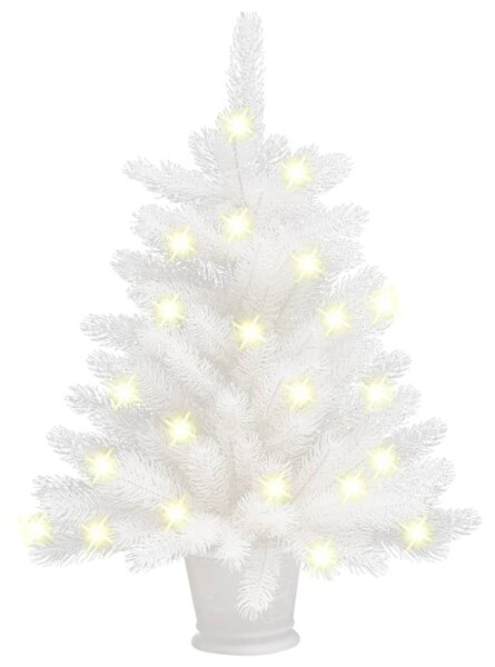 Brad de Crăciun artificial pre-iluminat, alb, 65 cm