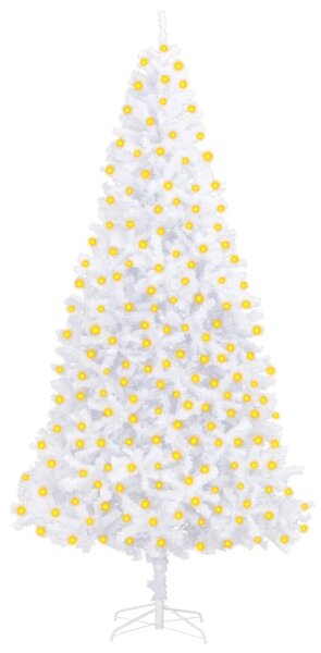 Brad de Crăciun artificial pre-iluminat, alb, 300 cm