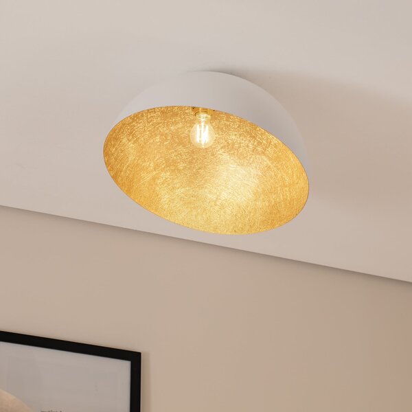 SIGMA Plafonieră Sfera, Ø 50cm, alb/auriu, reglabil, Auriu / Alamă, Camera de zi / sufragerie, Metal, Modern