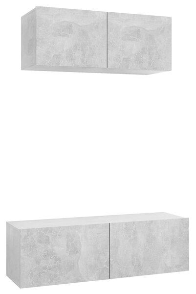 Set de dulapuri TV, 2 piese, gri beton, lemn prelucrat