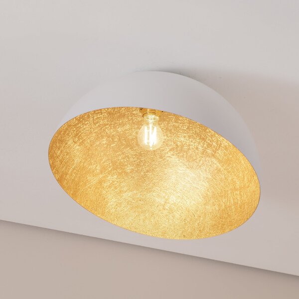 SIGMA Plafonieră Sfera, Ø 50cm, alb/auriu, reglabil, Auriu / Alamă, Camera de zi / sufragerie, Metal, Modern