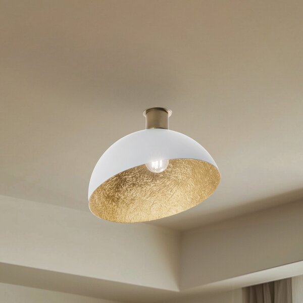 SIGMA Plafonieră Sfera, Ø 35cm, alb/auriu, reglabil, Alb, Camera de zi / sufragerie, Metal, Modern