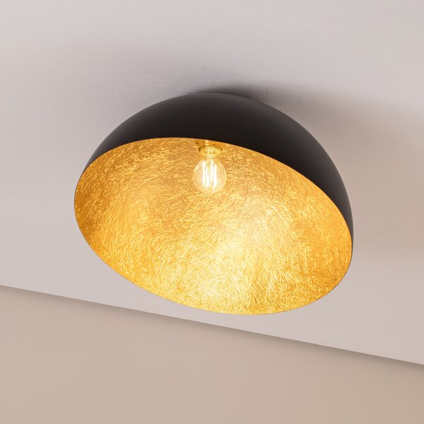 SIGMA Plafonieră Sfera, Ø 50cm, negru/auriu, reglabil, Negru, Camera de zi / sufragerie, Metal, Modern