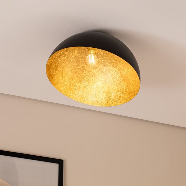 SIGMA Plafonieră Sfera, Ø 50cm, negru/auriu, reglabil, Negru, Camera de zi / sufragerie, Metal, Modern