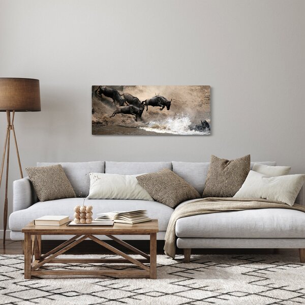 Tablou - Turmă de gnu (120x50 cm)