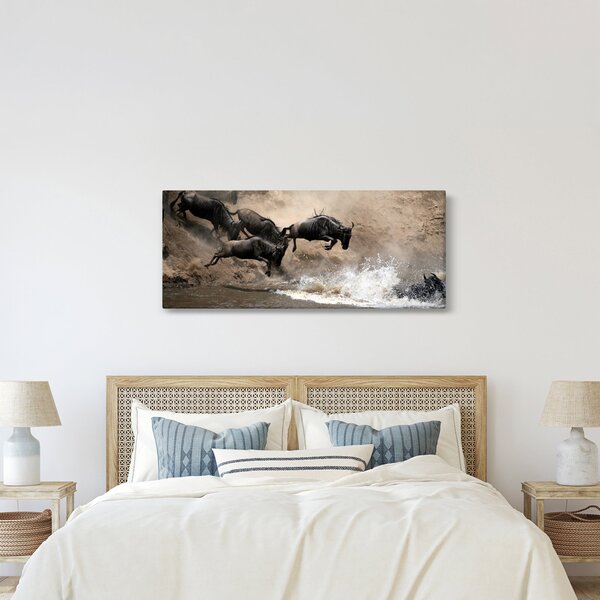 Tablou - Turmă de gnu (120x50 cm)