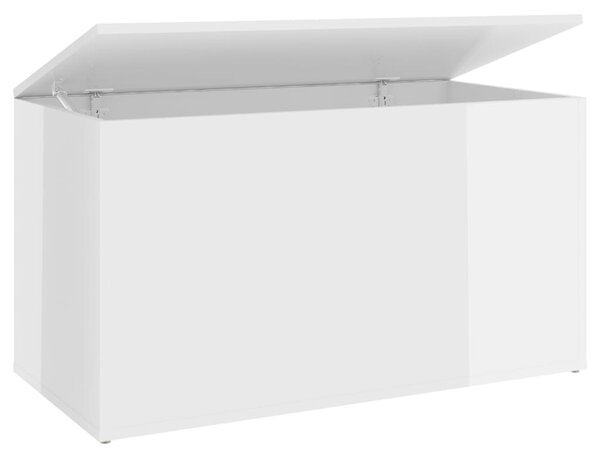 Cufăr depozitare, alb extralucios, 84x42x46 cm, lemn compozit