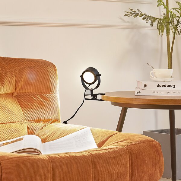 Lindby Lampă cu clemă Jyla, negru mat, GX53, Negru, Camera de zi / sufragerie, Metal, Modern