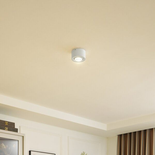Lindby Downlight Jyla, 1 bec, alb mat, GX53, reglabil, Alb, Camera de zi / sufragerie, Metal, Modern