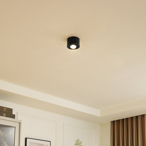 Lindby Downlight Jyla, 1 bec, negru mat, GX53, reglabil, Negru, Camera de zi / sufragerie, Metal, Modern