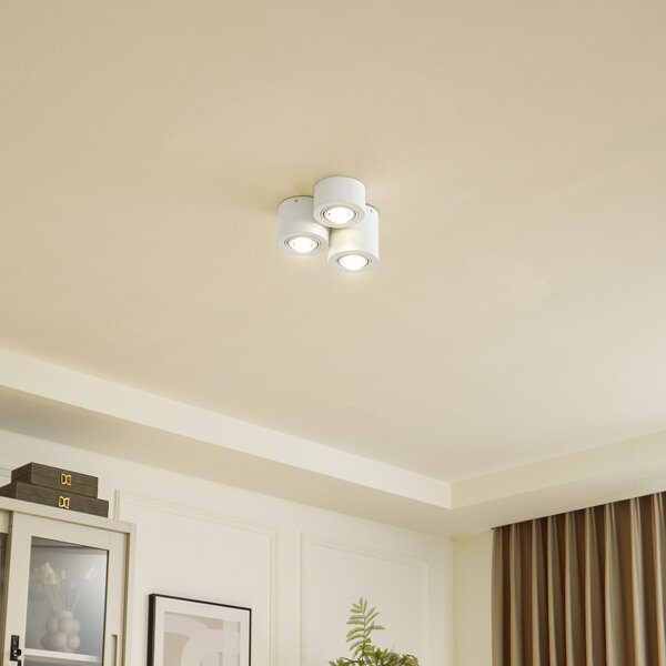 Lindby Downlight Jyla, 3 becuri, alb mat, GX53, reglabil, Alb, Camera de zi / sufragerie, Metal, Modern