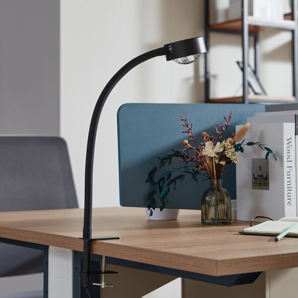 Lindby Lampa cu clemă șurub Jyla, negru mat, GX53, braț flexibil, Negru, Camera de zi / sufragerie, Metal, Modern