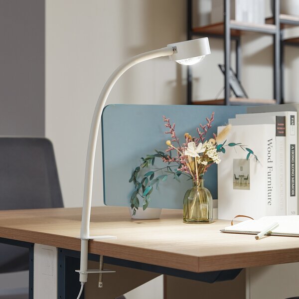 Lindby Lampa cu clemă șurub Jyla, alb mat, GX53, braț flexibil, Alb, Camera de zi / sufragerie, Metal, Modern