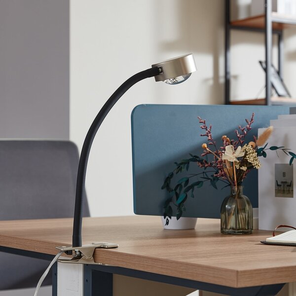 Lindby Lampa cu clemă Jyla, nichel mat, GX53, braț flexibil, Metalic, Camera de zi / sufragerie, Metal, Modern