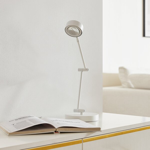 Lindby Lampă de masă Jyla, 36 cm, alb mat, GX53, flexibilă, Alb, Camera de zi / sufragerie, Metal, Modern