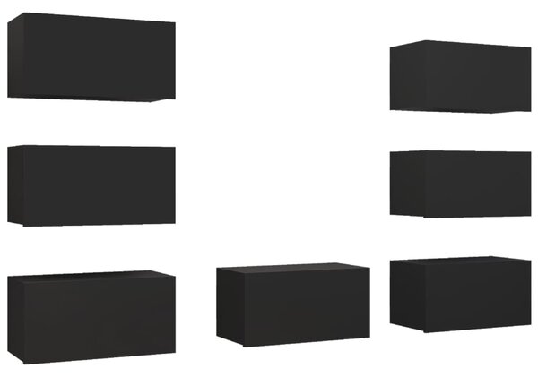 Dulapuri TV, 7 buc., negru, 30,5x30x60 cm, lemn prelucrat