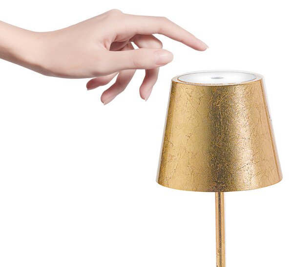 Zafferano Poldina mini lampă de masă cu baterie, interior auriu, reglabil, Auriu / Alamă, Camera de zi / sufragerie, Metal, Modern