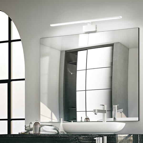 IDEAL LUX Aplică LED Alma, alb metalic, lățime 51 cm, Alb, Camera de zi / sufragerie, Metal, Modern, Soclu de perete jos