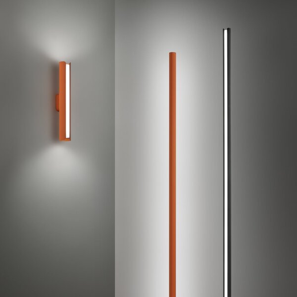 IDEAL LUX Aplică de perete Dorica, portocaliu, înălțime 30 cm, metal, Portocaliu, Camera de zi / sufragerie, Aluminiu, Modern
