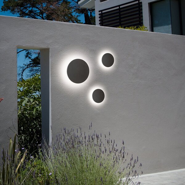 IDEAL LUX Lampa de perete pentru exterior LED Punto, antracit, Ø 30 cm, Negru, Metal, Modern