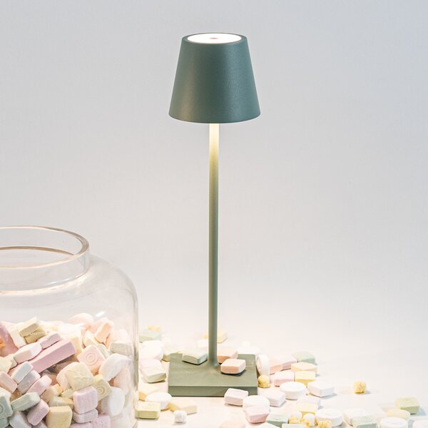 Zafferano Lampă cu acumulator Poldina micro IP65 salvie, reglabil, Verde, Aluminiu, Modern