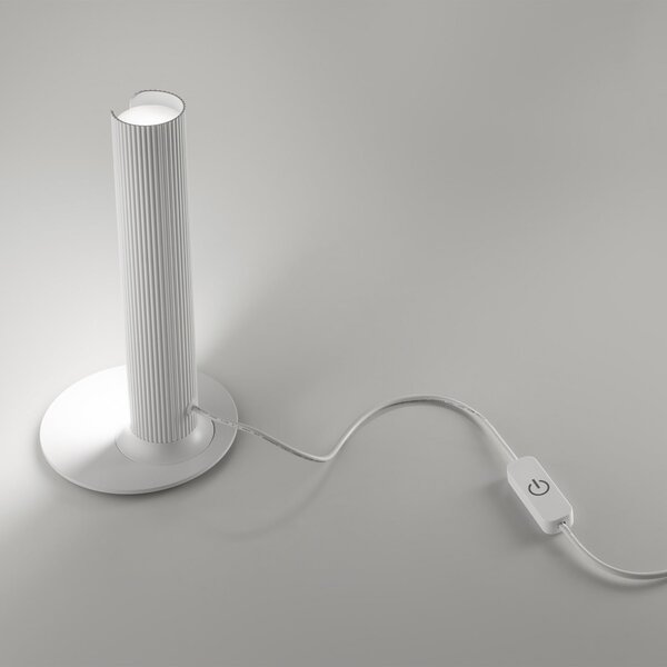 IDEAL LUX Lampa de masă cu LED Dorica, albă, înălțime 25 cm, reglabil, Alb, Camera de zi / sufragerie, Aluminiu, Modern