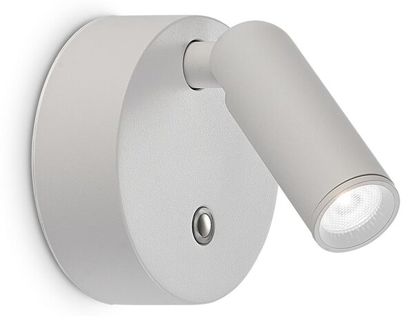 IDEAL LUX Spot de perete cu baterie LED „Bean”, alb, lățime 8 cm, reglabil, Alb, Camera de zi / sufragerie, Metal, Modern