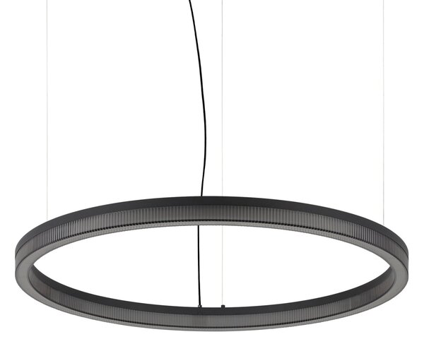 IDEAL LUX Lampă suspendată LED Crown, Ø 80 cm, negru, metal, Negru, Camera de zi / sufragerie, Metal, Modern