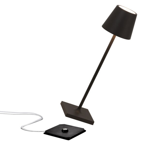 Zafferano Lampă cu acumulator Poldina micro, IP65 negru, reglabil, Negru, Aluminiu, Modern