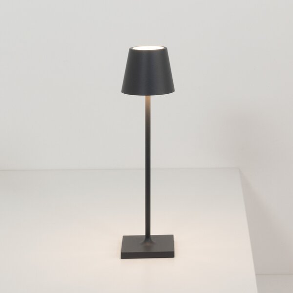 Zafferano Lampă cu acumulator Poldina micro, IP65 negru, reglabil, Negru, Aluminiu, Modern
