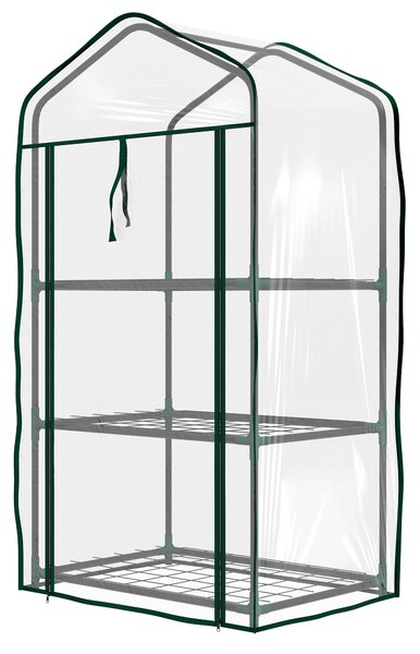 Outsunny Sera de Balcon cu 3 Niveluri și Ușă Rulantă, Sera pentru Grădină cu Structură din Oțel și Acoperiș din Plastic, pentru Plante, Flori, Fructe, 59x39x127 cm, Transparentă | Aosom Romania
